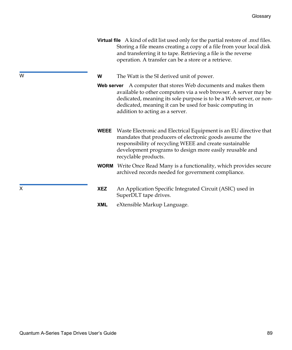 Quantum Tape Drive A-Series User Manual | Page 105 / 105