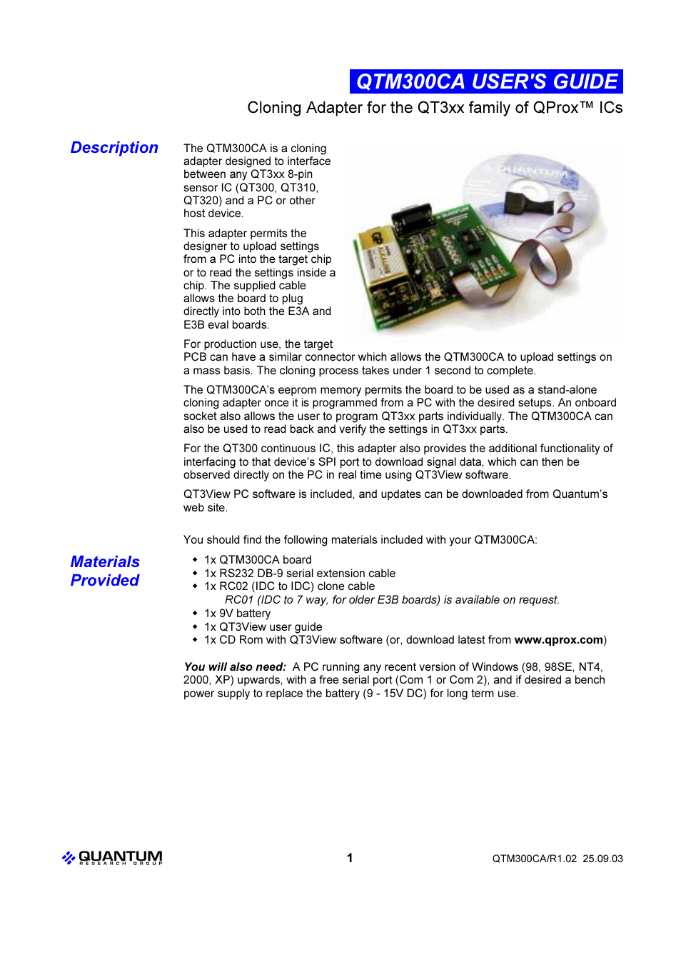 Quantum QTM300CA User Manual | 12 pages