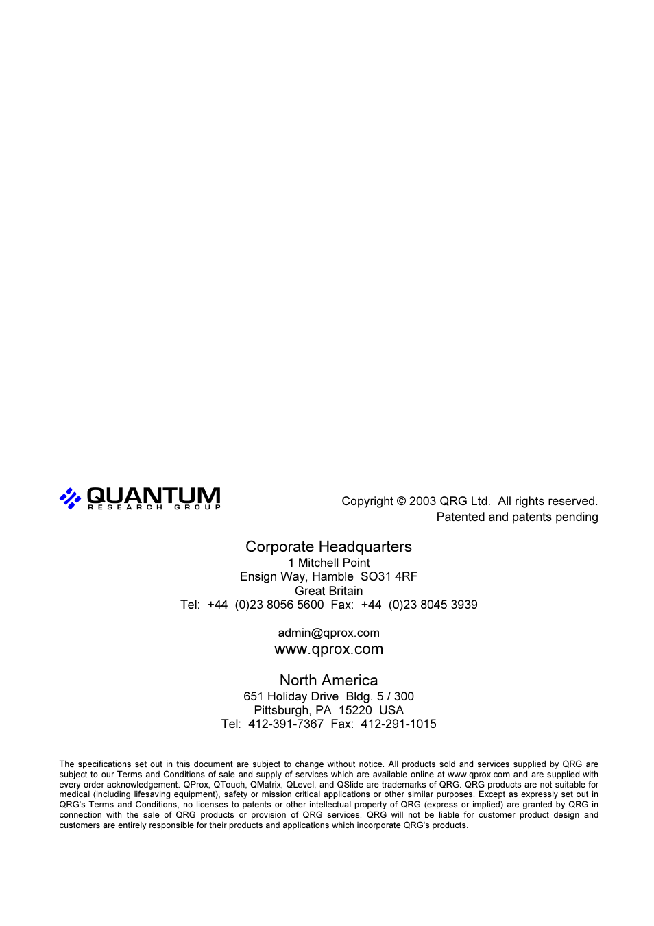Quantum QTM300CA User Manual | Page 12 / 12