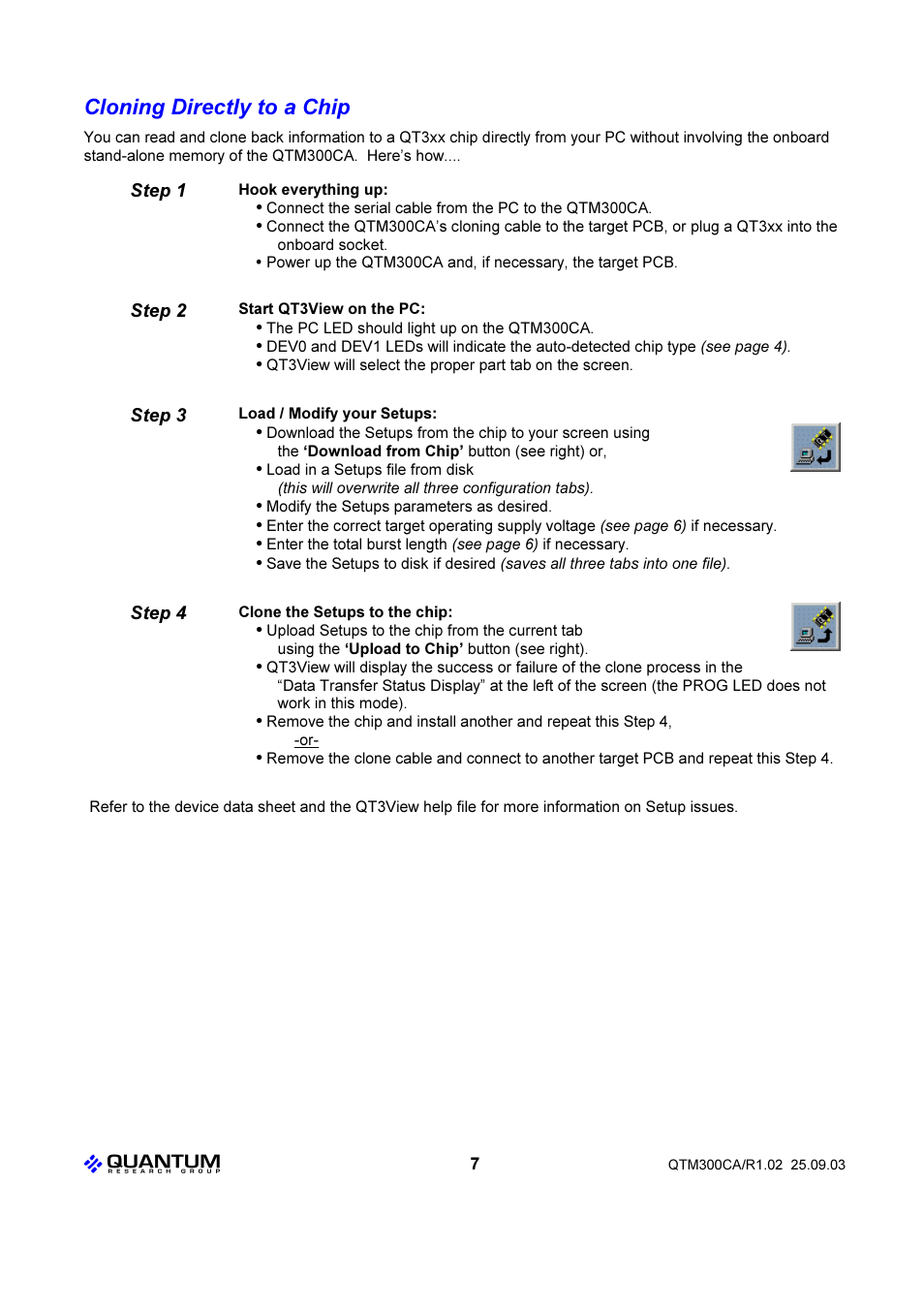 Cloning directly to a chip | Quantum QTM300CA User Manual | Page 7 / 12