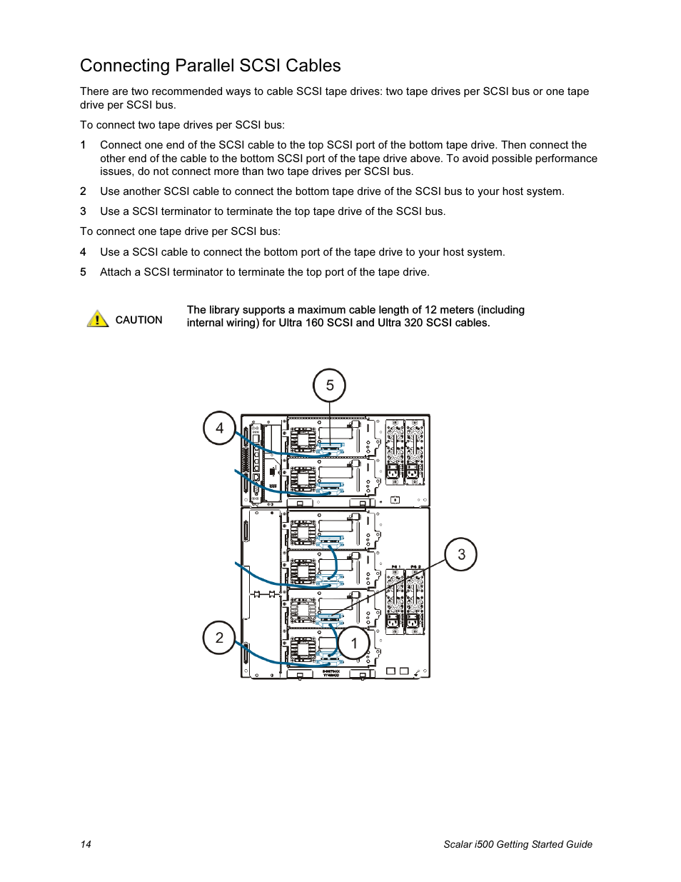 Connecting parallel scsi cables | Quantum Scalar i500 User Manual | Page 14 / 148