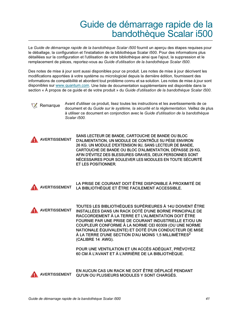 Quantum Scalar i500 User Manual | Page 41 / 148