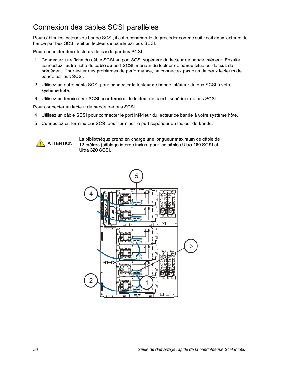 Connexion des câbles scsi parallèles | Quantum Scalar i500 User Manual | Page 50 / 148