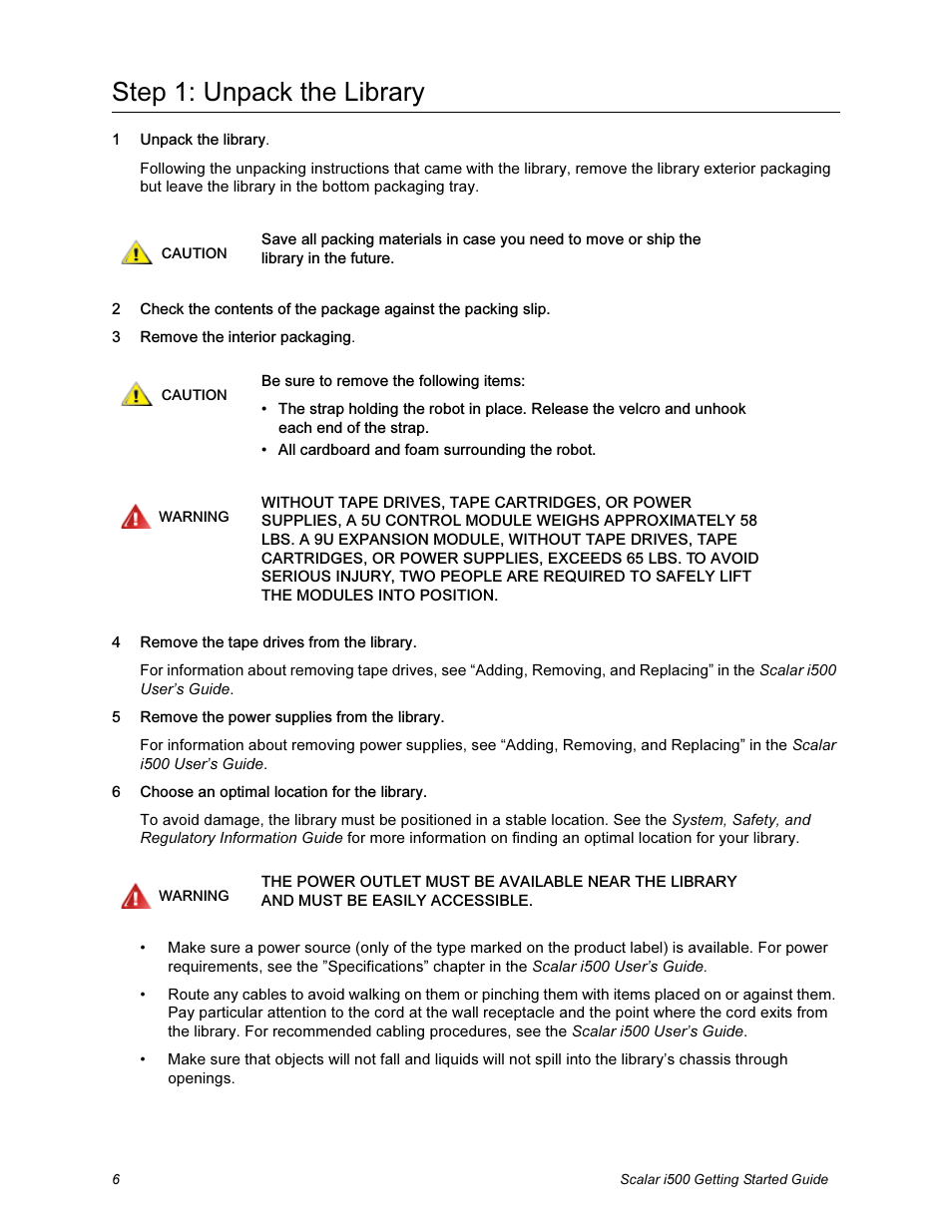Step 1: unpack the library | Quantum Scalar i500 User Manual | Page 6 / 148
