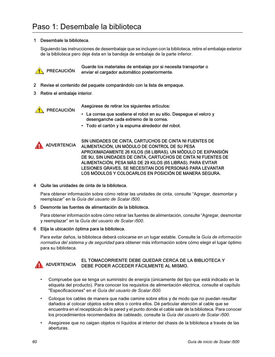 Paso 1: desembale la biblioteca | Quantum Scalar i500 User Manual | Page 60 / 148