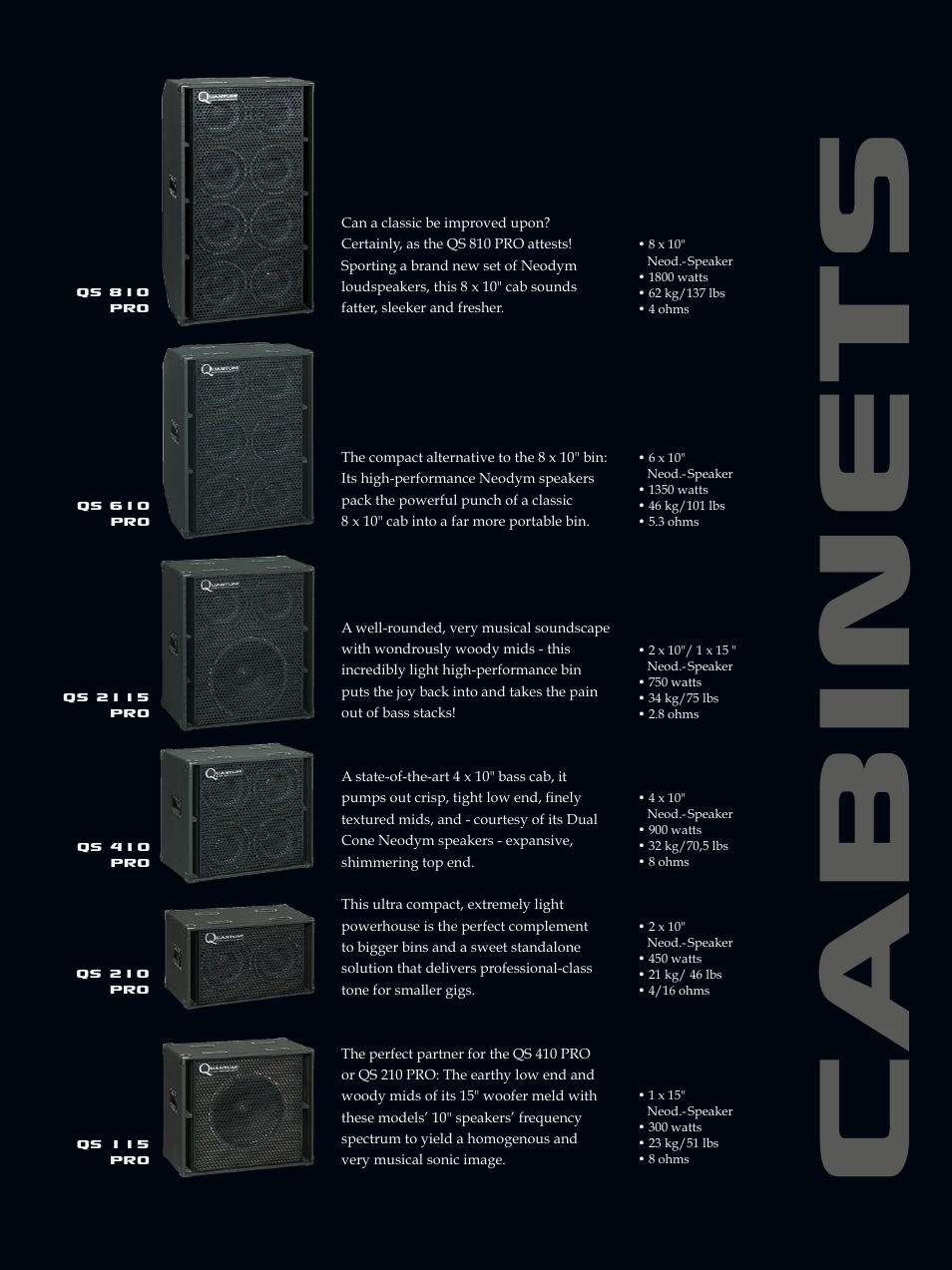 Ca b in e t s | Quantum QC 310 User Manual | Page 9 / 12