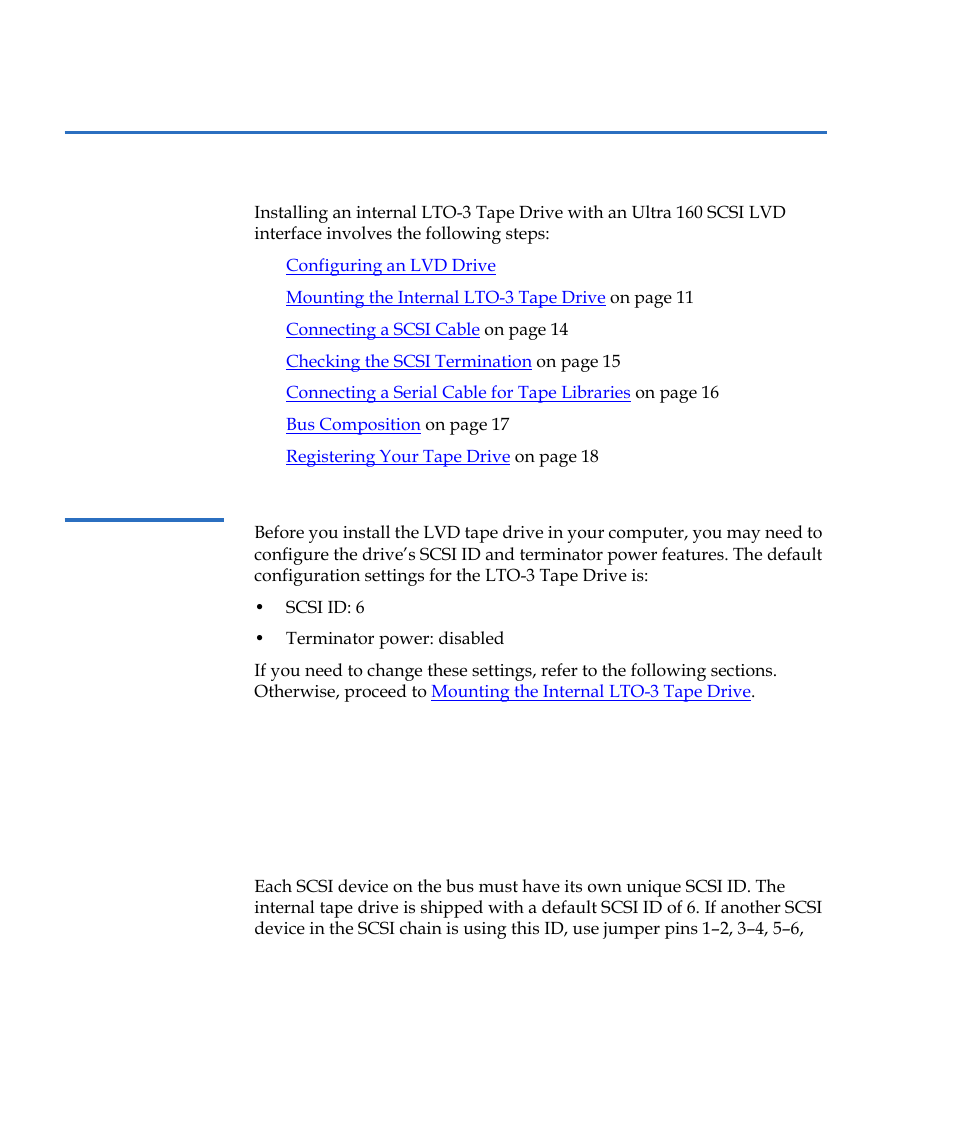 Installing an internal lto-3 tape drive, Configuring an lvd drive | Quantum Tape Drive LTO-3 User Manual | Page 22 / 98