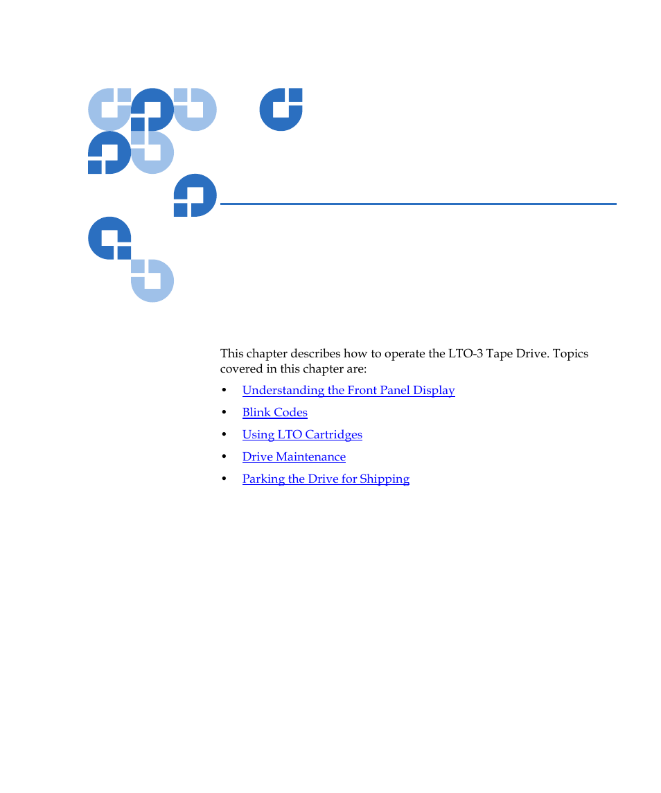 Operation, Chapter 3, Chapter 3, operation | Quantum Tape Drive LTO-3 User Manual | Page 37 / 98