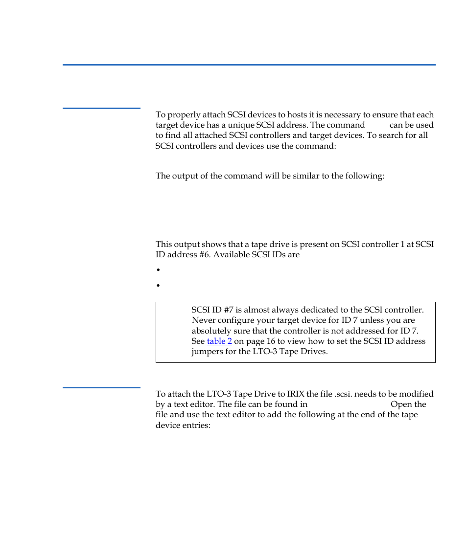 Configuring for sgi irix, Finding current scsi controllers and targets, Modifying the irix configuration file | Quantum Tape Drive LTO-3 User Manual | Page 77 / 98