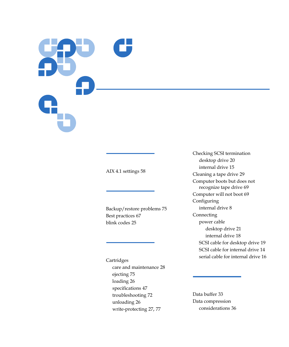 Index | Quantum Tape Drive LTO-3 User Manual | Page 95 / 98