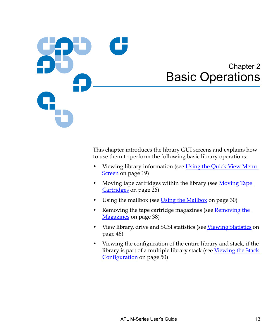 Basic operations, Chapter 2, Chapter 2, basic operations | Quantum ATL M-Series User Manual | Page 31 / 222