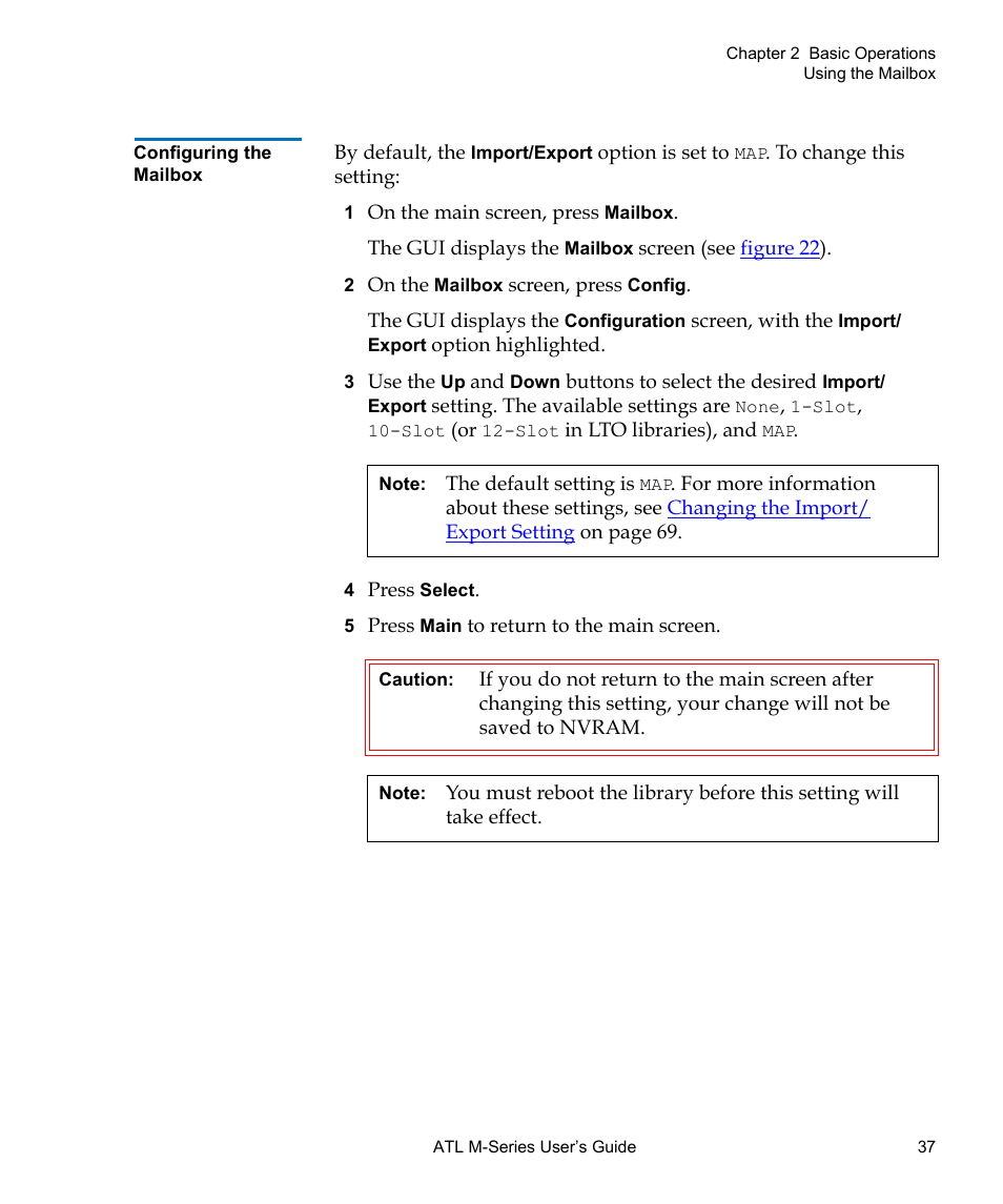 Configuring the mailbox | Quantum ATL M-Series User Manual | Page 55 / 222