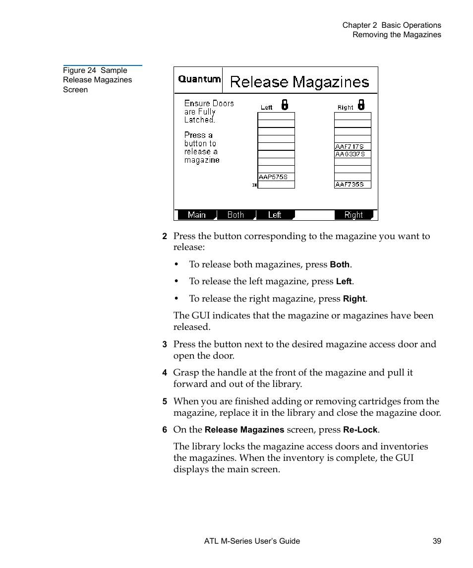 Figure 24 sample release magazines screen, Figure 24 | Quantum ATL M-Series User Manual | Page 57 / 222