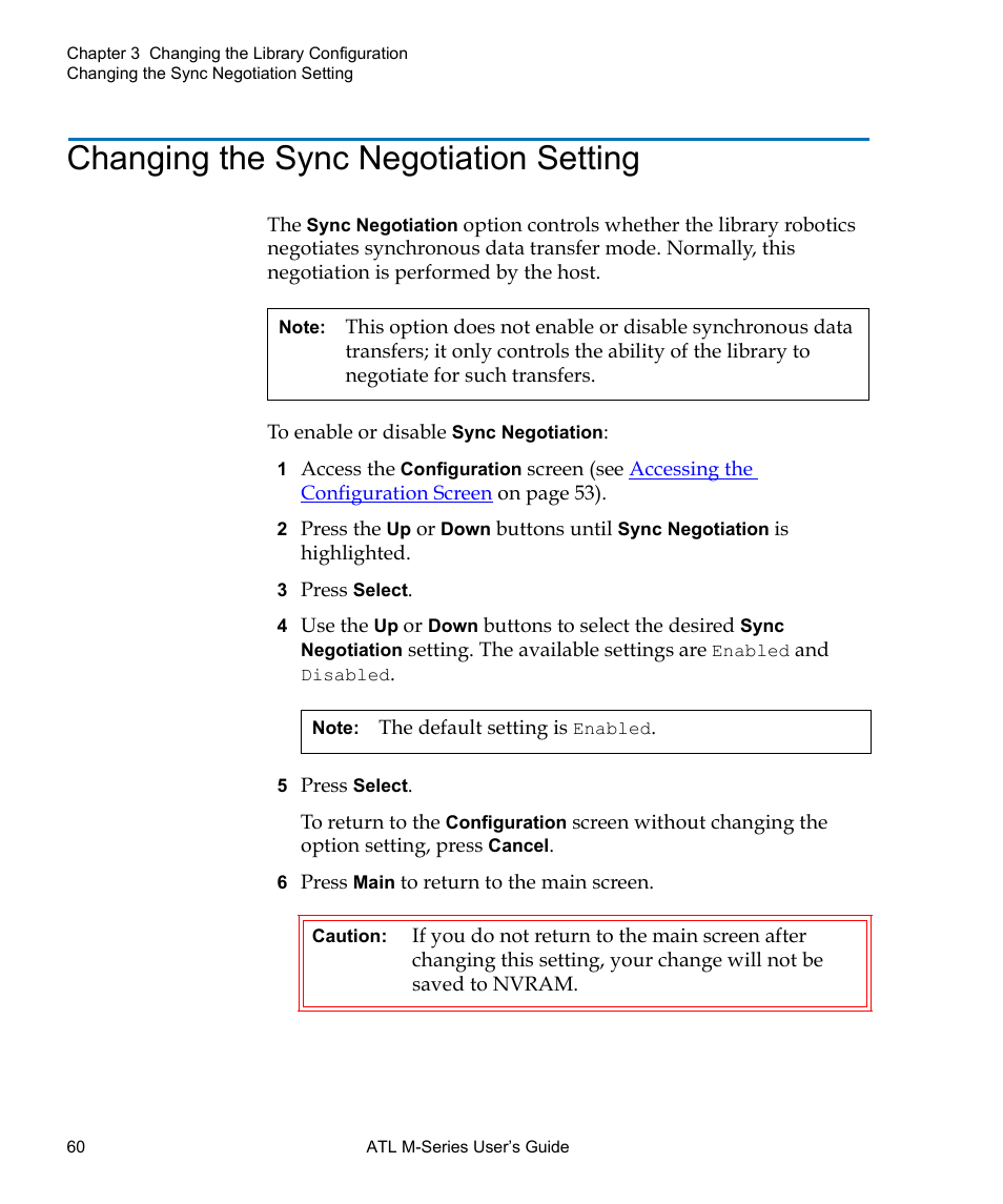 Changing the sync negotiation setting | Quantum ATL M-Series User Manual | Page 78 / 222