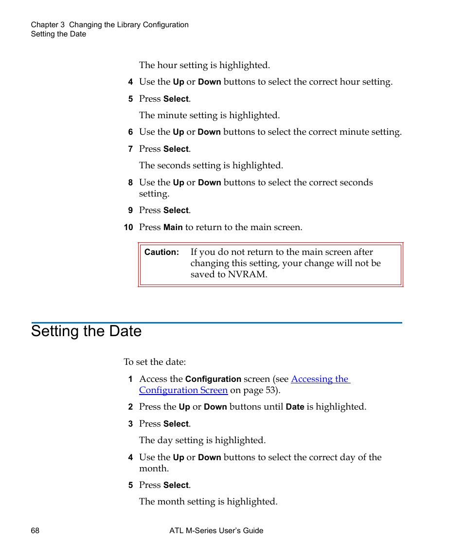 Setting the date | Quantum ATL M-Series User Manual | Page 86 / 222