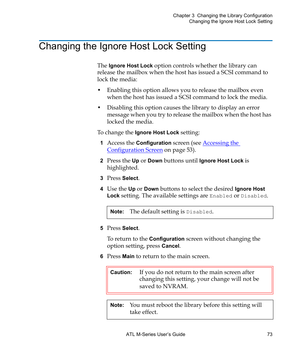 Changing the ignore host lock setting | Quantum ATL M-Series User Manual | Page 91 / 222