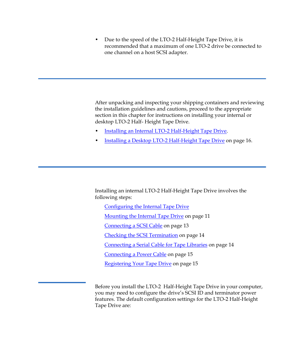Drive installation instructions, Configuring the internal tape drive | Quantum LTO-2 User Manual | Page 21 / 94