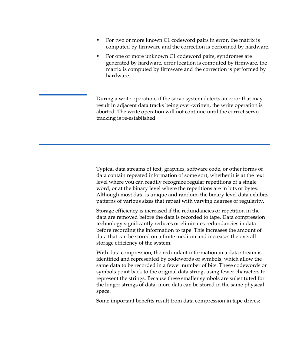 Servo-tracking faults, Data compression | Quantum LTO-2 User Manual | Page 45 / 94