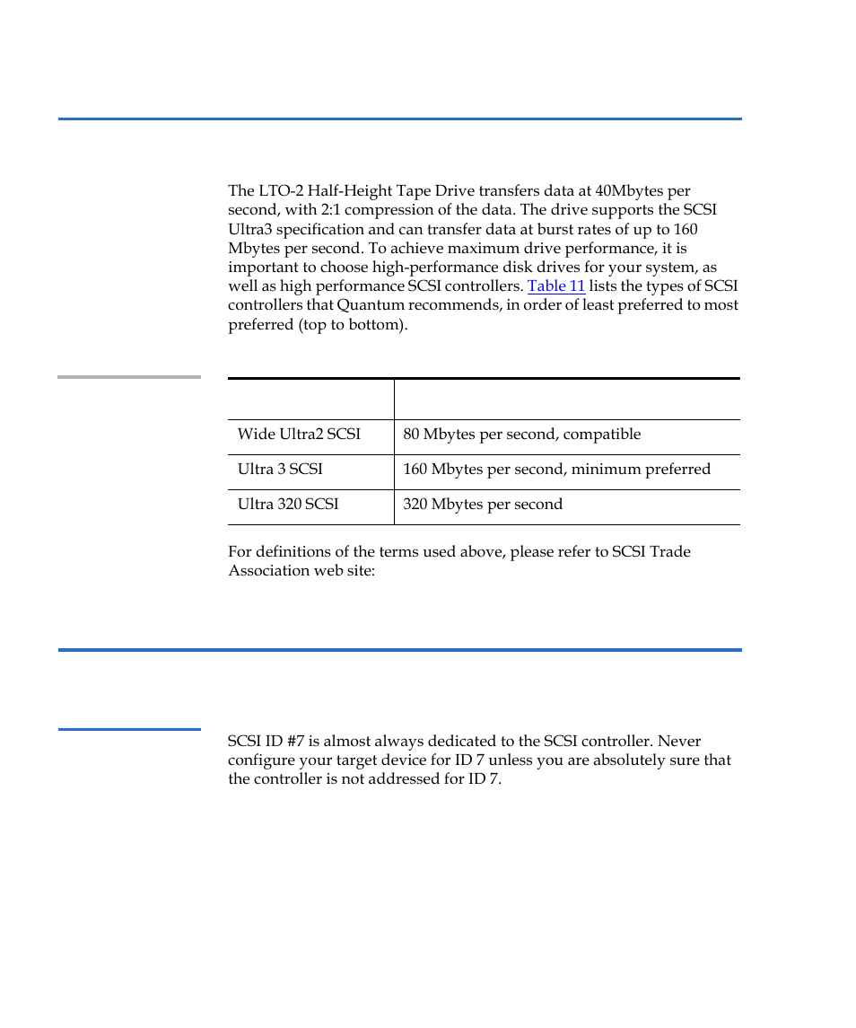 A word about scsi controllers, Configuring for the dec/compaq unix environment, Finding existing scsi controllers and devices | Table 11, Scsi controllers | Quantum LTO-2 User Manual | Page 64 / 94