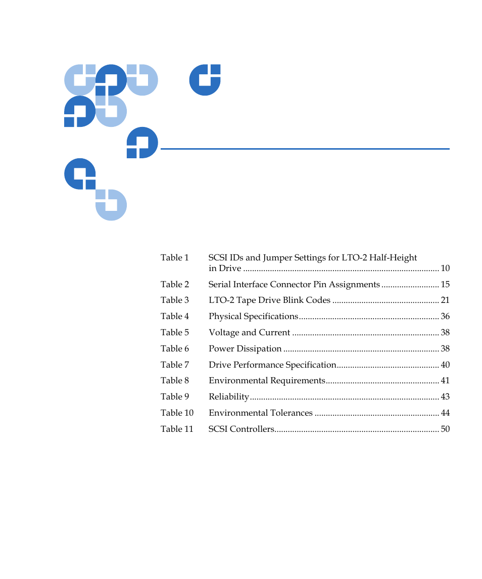 Tables | Quantum LTO-2 User Manual | Page 9 / 94