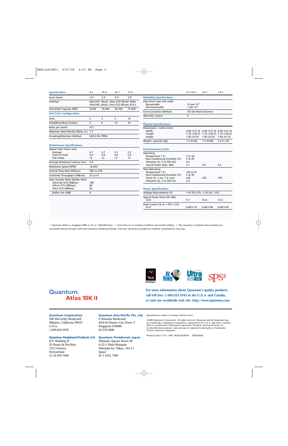 Quantum Atlas 10K II User Manual | Page 2 / 2