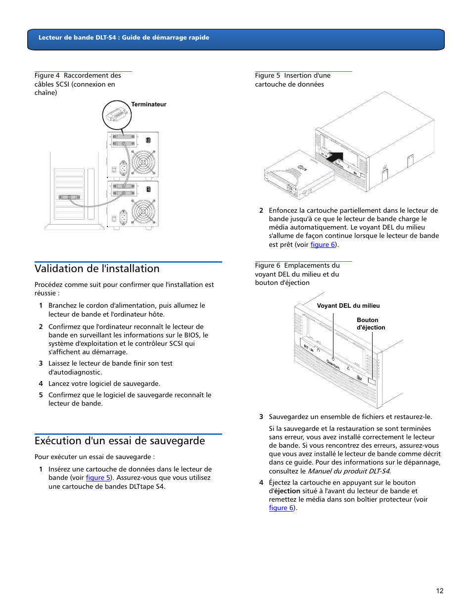 Validation de l'installation, Exécution d'un essai de sauvegarde, Si (voir | Validation de, L'installation, Si suivant (voir, Figure 4 | Quantum DLT-S4 User Manual | Page 12 / 22