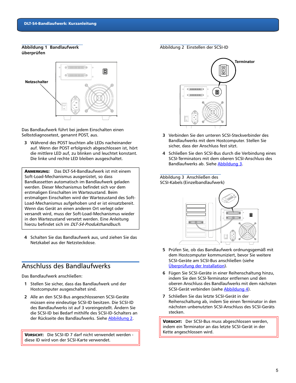 Anschluss des bandlaufwerks | Quantum DLT-S4 User Manual | Page 5 / 22