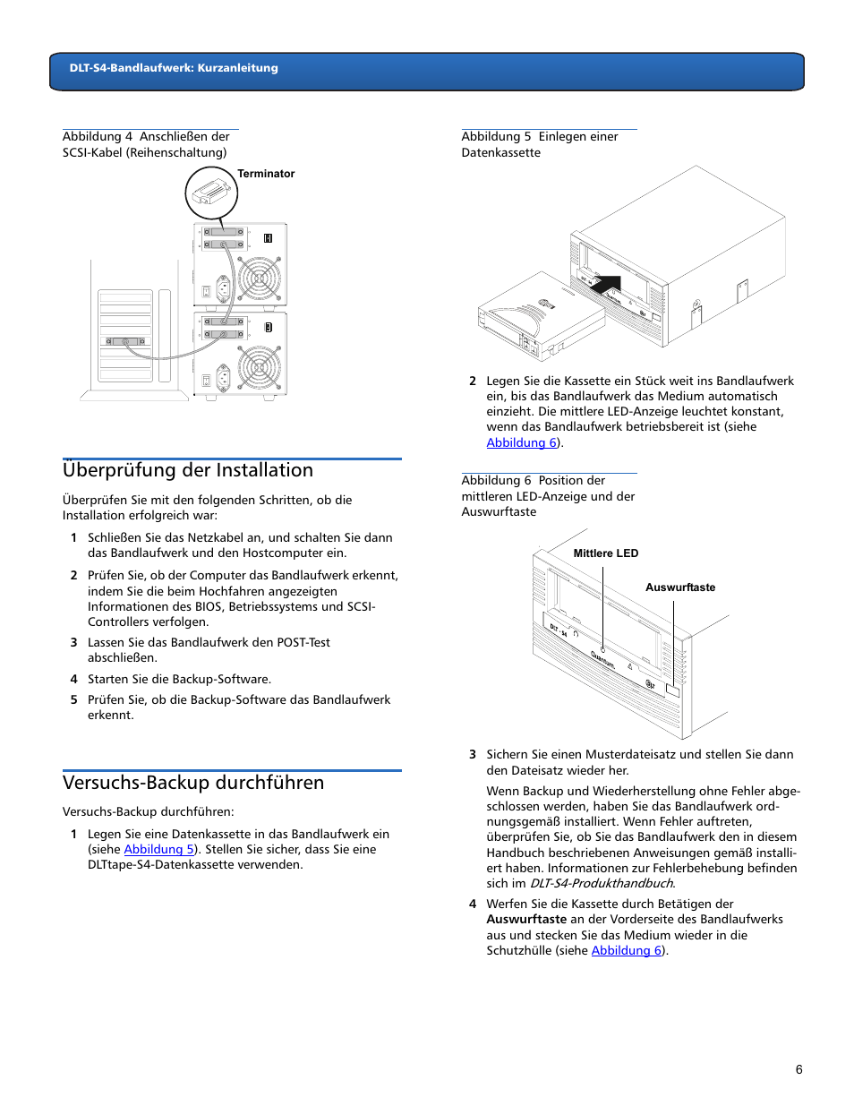 Überprüfung der installation, Versuchs-backup durchführen, Abbildung 4 | Quantum DLT-S4 User Manual | Page 6 / 22