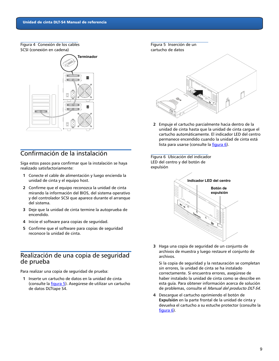 Confirmación de la instalación, Realización de una copia de seguridad de prueba, Confirmación de | La instalación, Figura 4 | Quantum DLT-S4 User Manual | Page 9 / 22