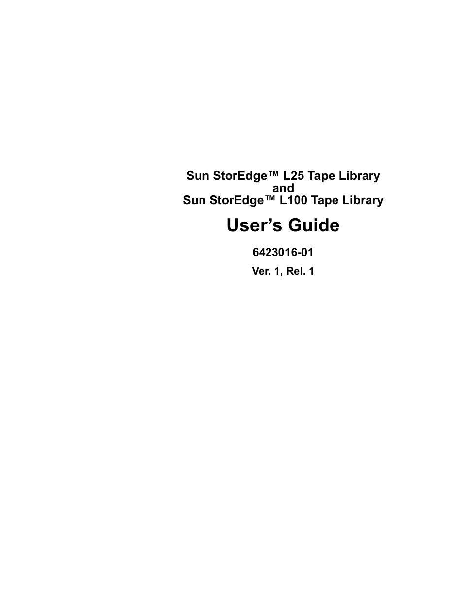 Quantum Sun StorEdge L100 User Manual | 192 pages