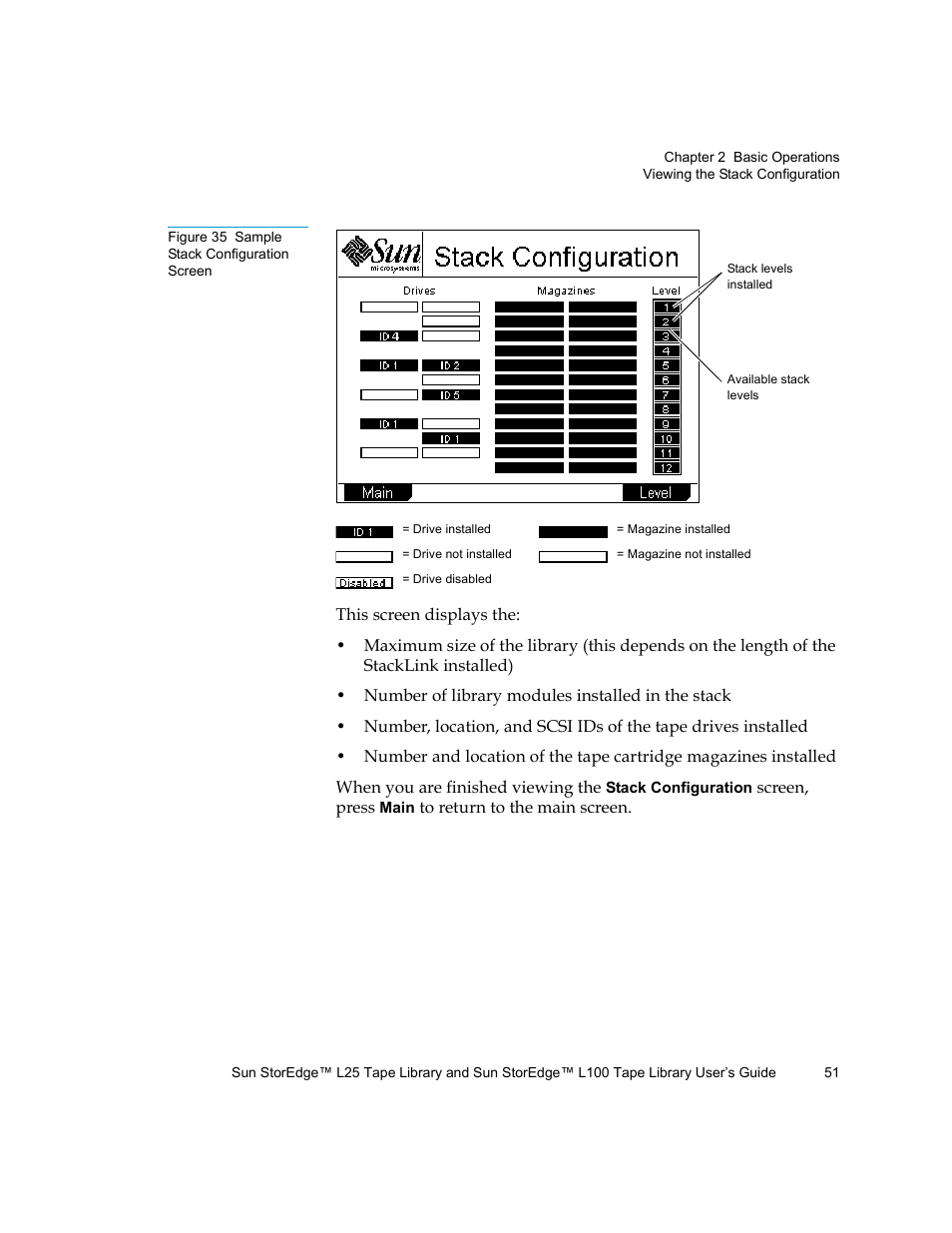 Figure 35 sample stack configuration screen | Quantum Sun StorEdge L100 User Manual | Page 67 / 192