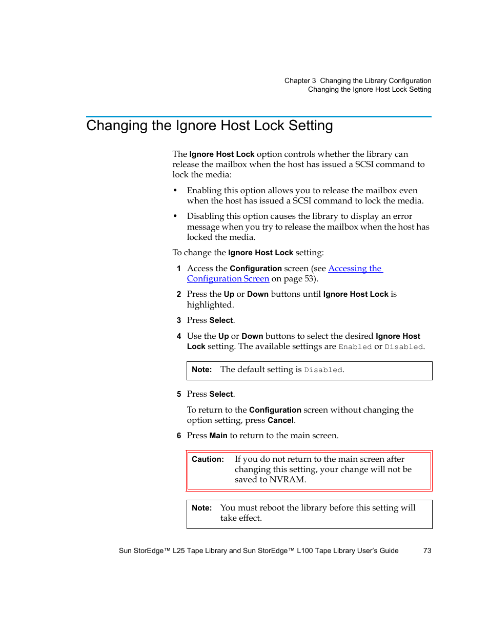 Changing the ignore host lock setting | Quantum Sun StorEdge L100 User Manual | Page 89 / 192