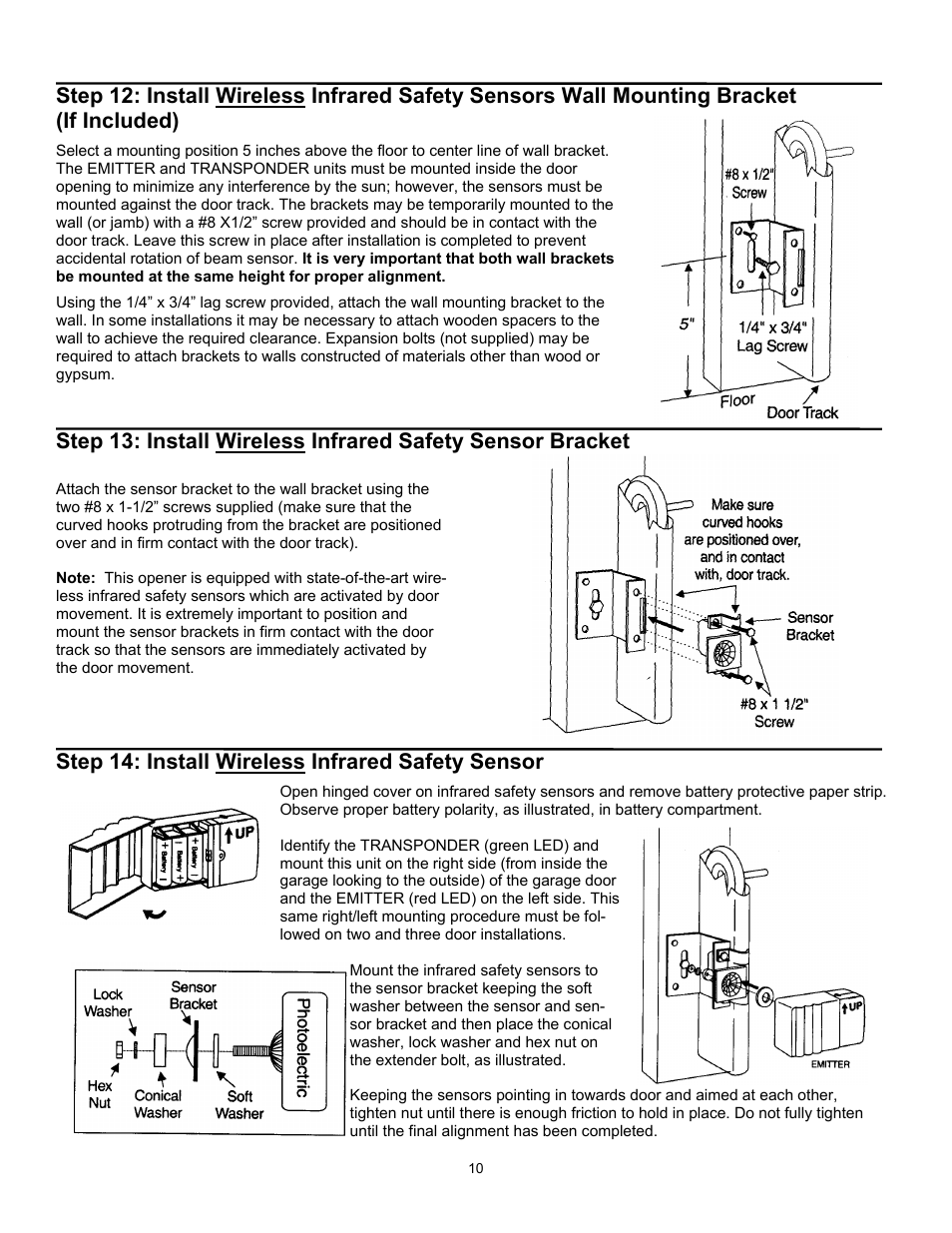 Step 14: install wireless infrared safety sensor | Quantum 3316 User Manual | Page 10 / 32