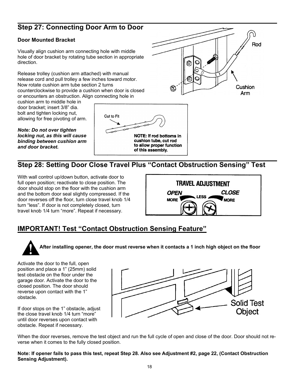 Step 27: connecting door arm to door | Quantum 3316 User Manual | Page 18 / 32