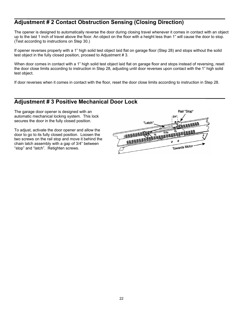 Adjustment # 3 positive mechanical door lock | Quantum 3316 User Manual | Page 22 / 32