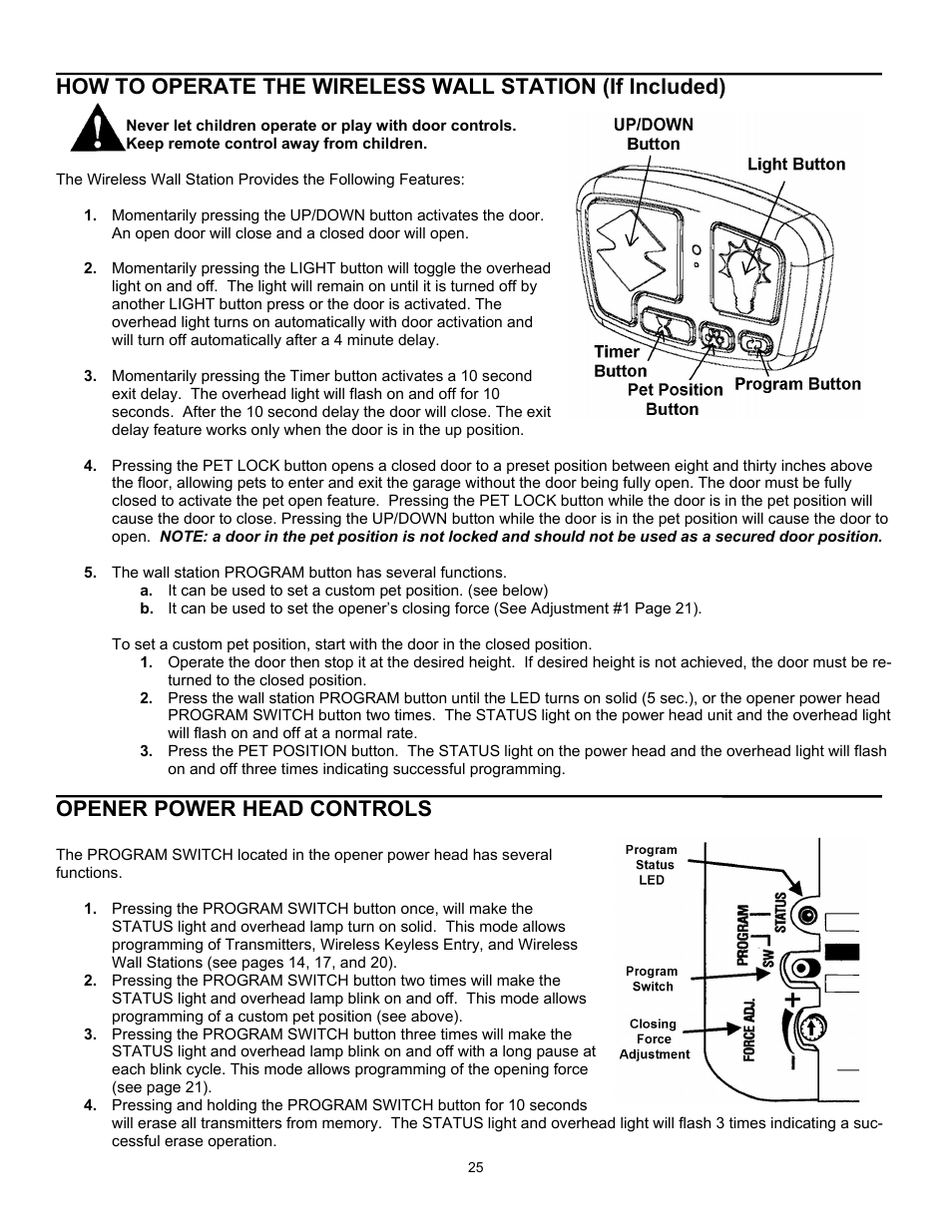 Opener power head controls | Quantum 3316 User Manual | Page 25 / 32
