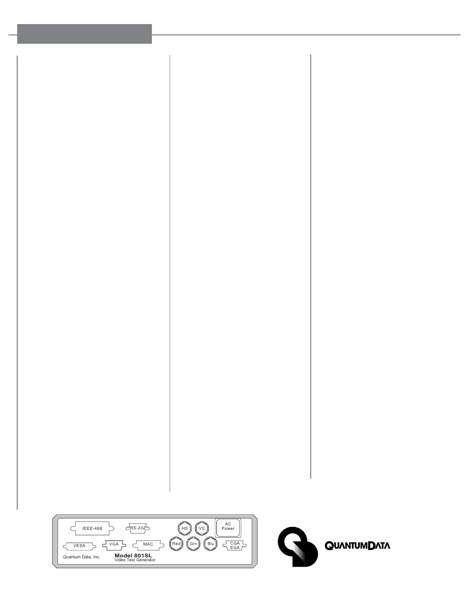 801sl specifications | Quantum 801SL User Manual | Page 2 / 2