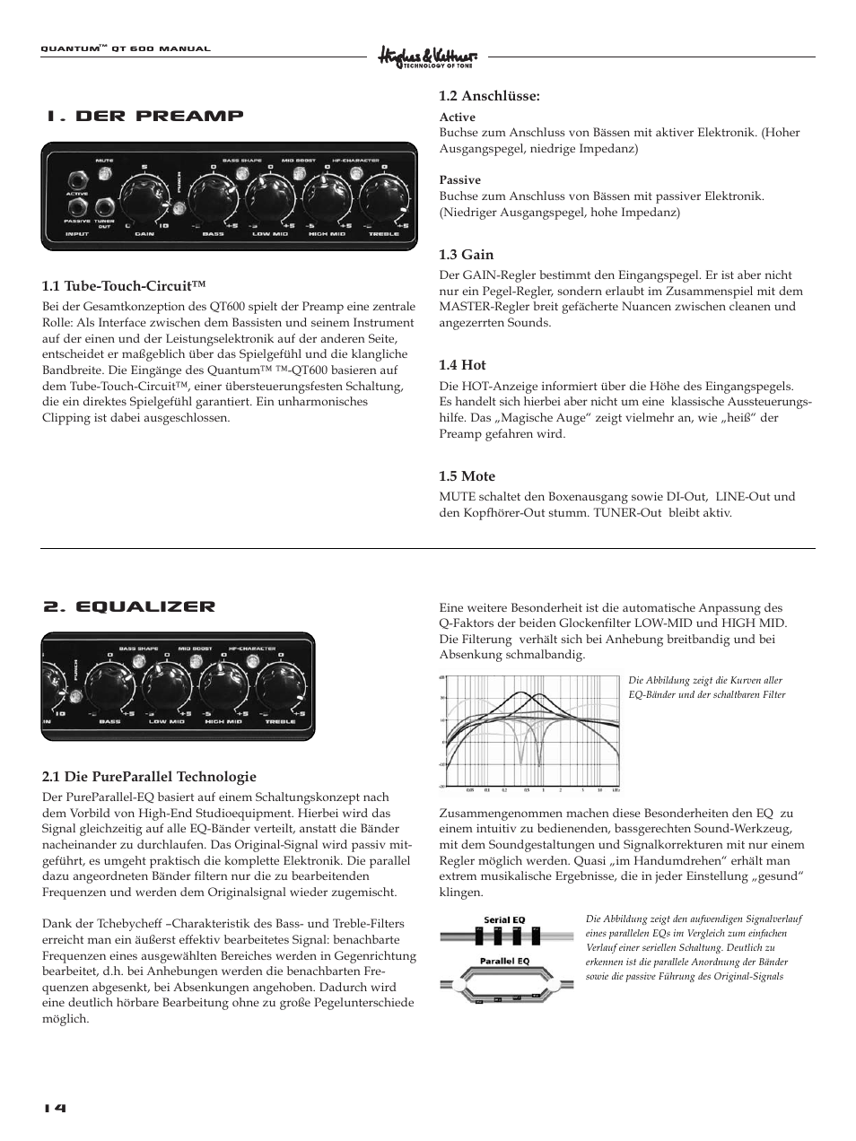 Equalizer, Der preamp | Quantum QT600 User Manual | Page 14 / 48