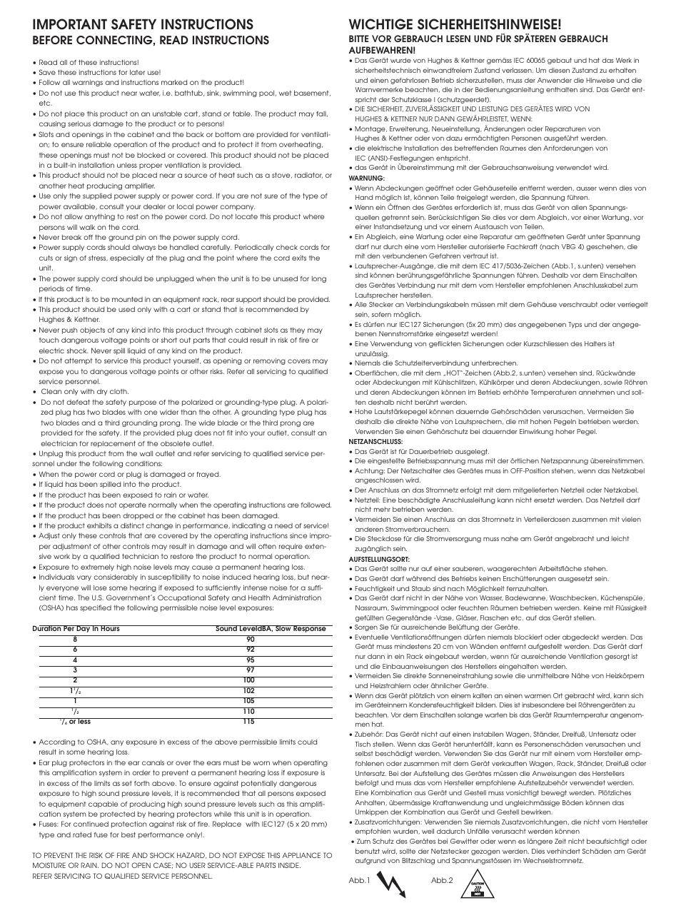 Important safety instructions, Wichtige sicherheitshinweise, Before connecting, read instructions | Quantum QT600 User Manual | Page 2 / 48