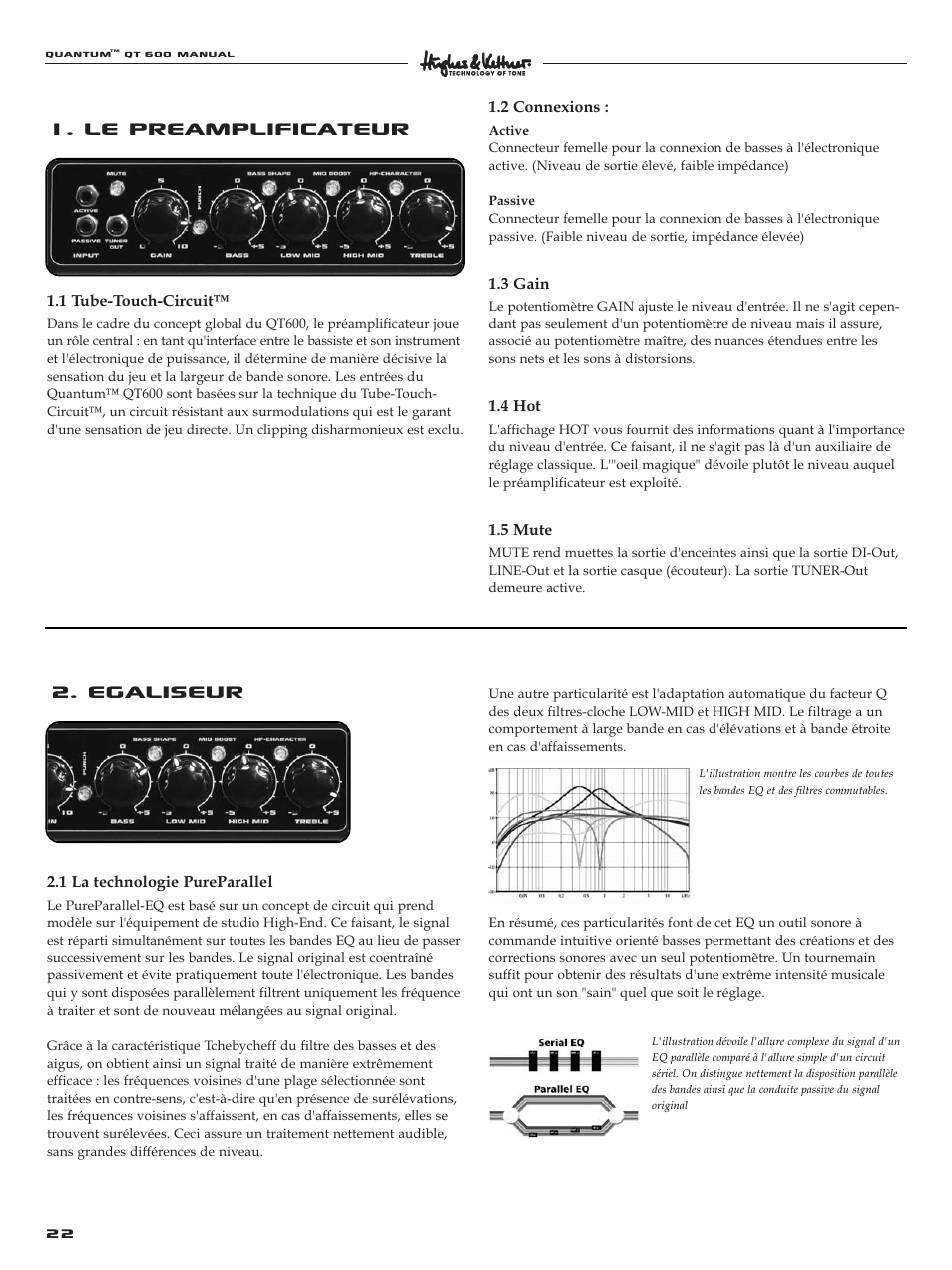 Egaliseur, Le preamplificateur | Quantum QT600 User Manual | Page 22 / 48