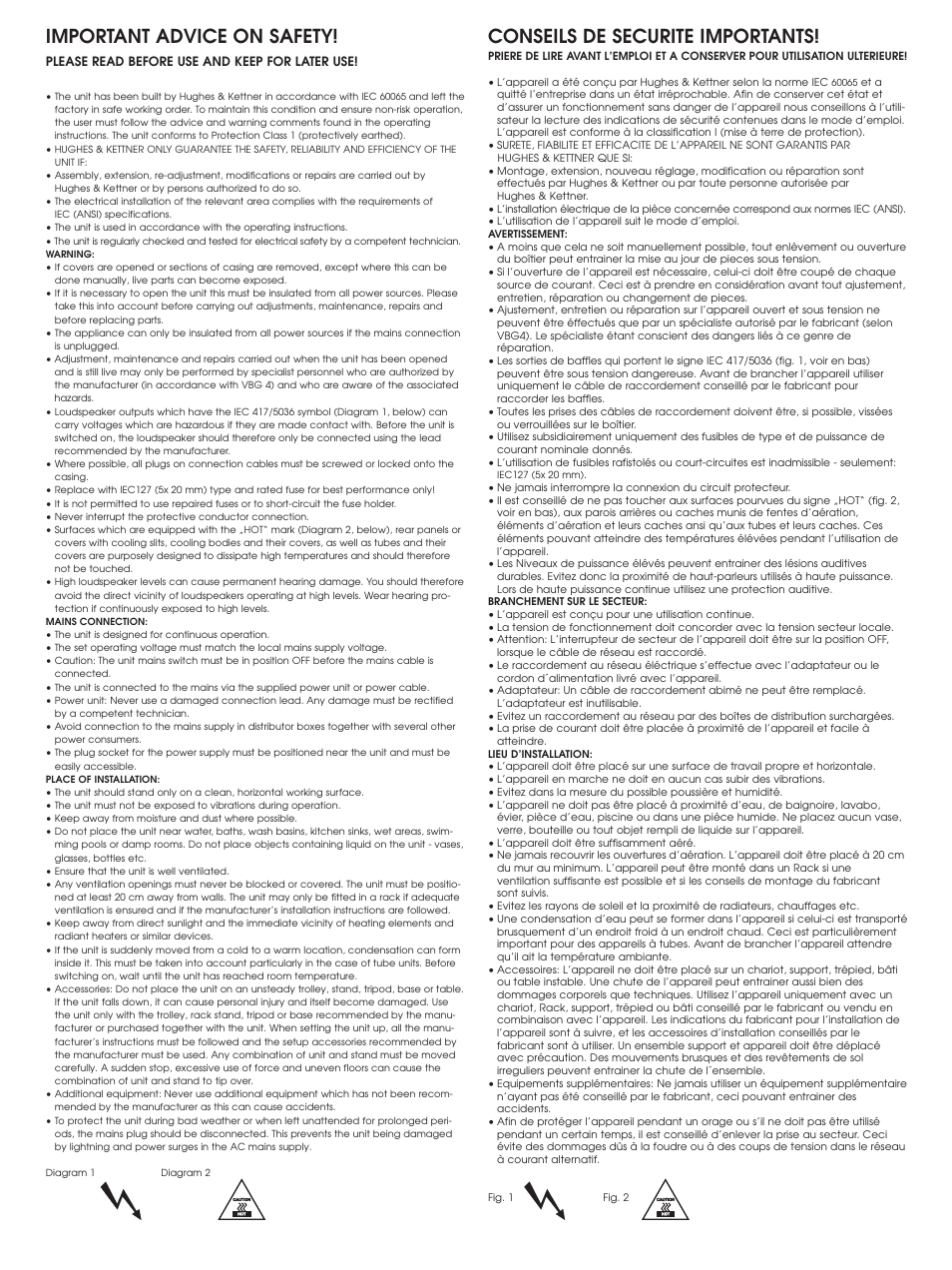 Conseils de securite importants, Important advice on safety | Quantum QT600 User Manual | Page 3 / 48