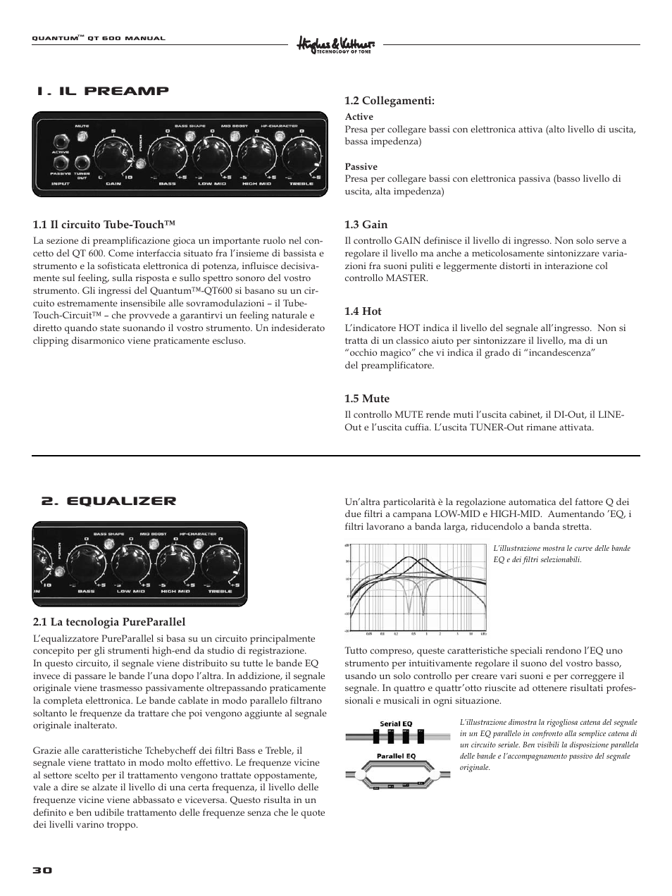 Equalizer, Il preamp | Quantum QT600 User Manual | Page 30 / 48