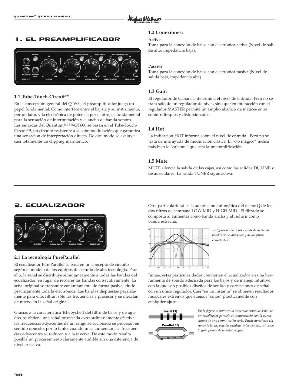 Ecualizador, El preamplificador | Quantum QT600 User Manual | Page 38 / 48