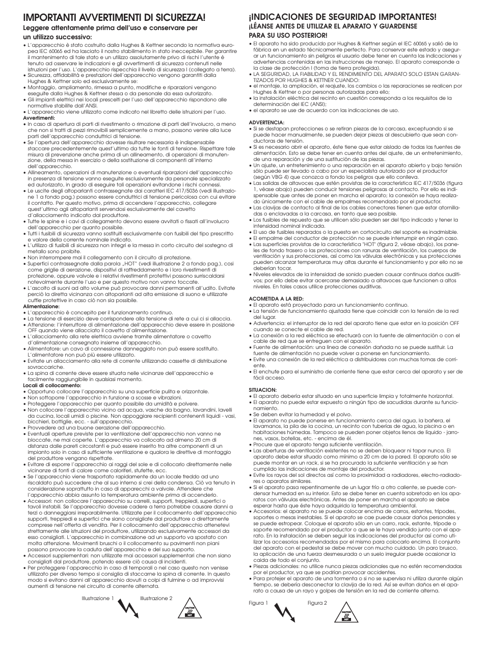 Importanti avvertimenti di sicurezza, Indicaciones de seguridad importantes | Quantum QT600 User Manual | Page 4 / 48