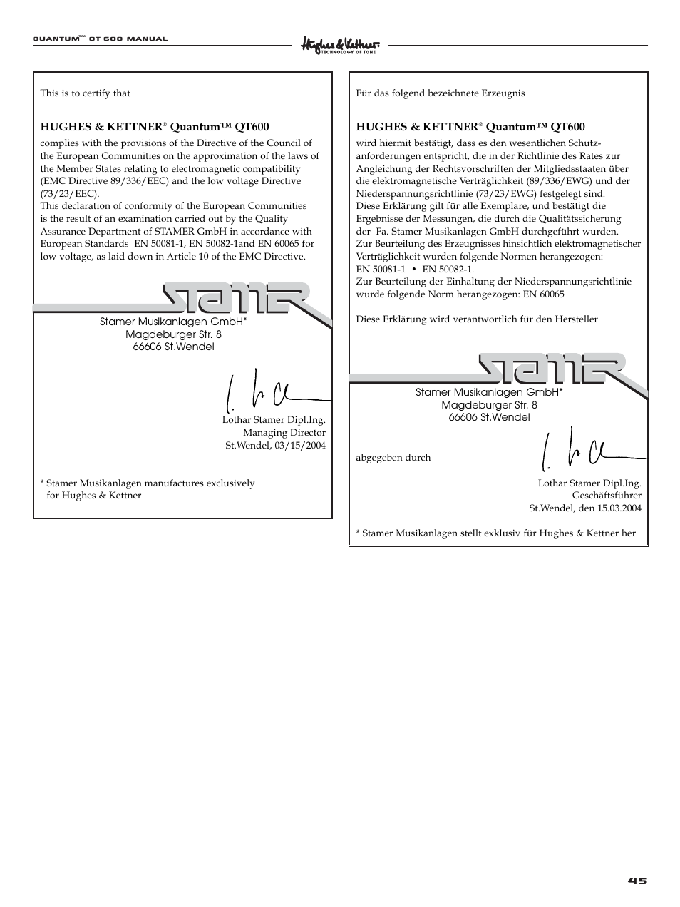 Quantum QT600 User Manual | Page 45 / 48