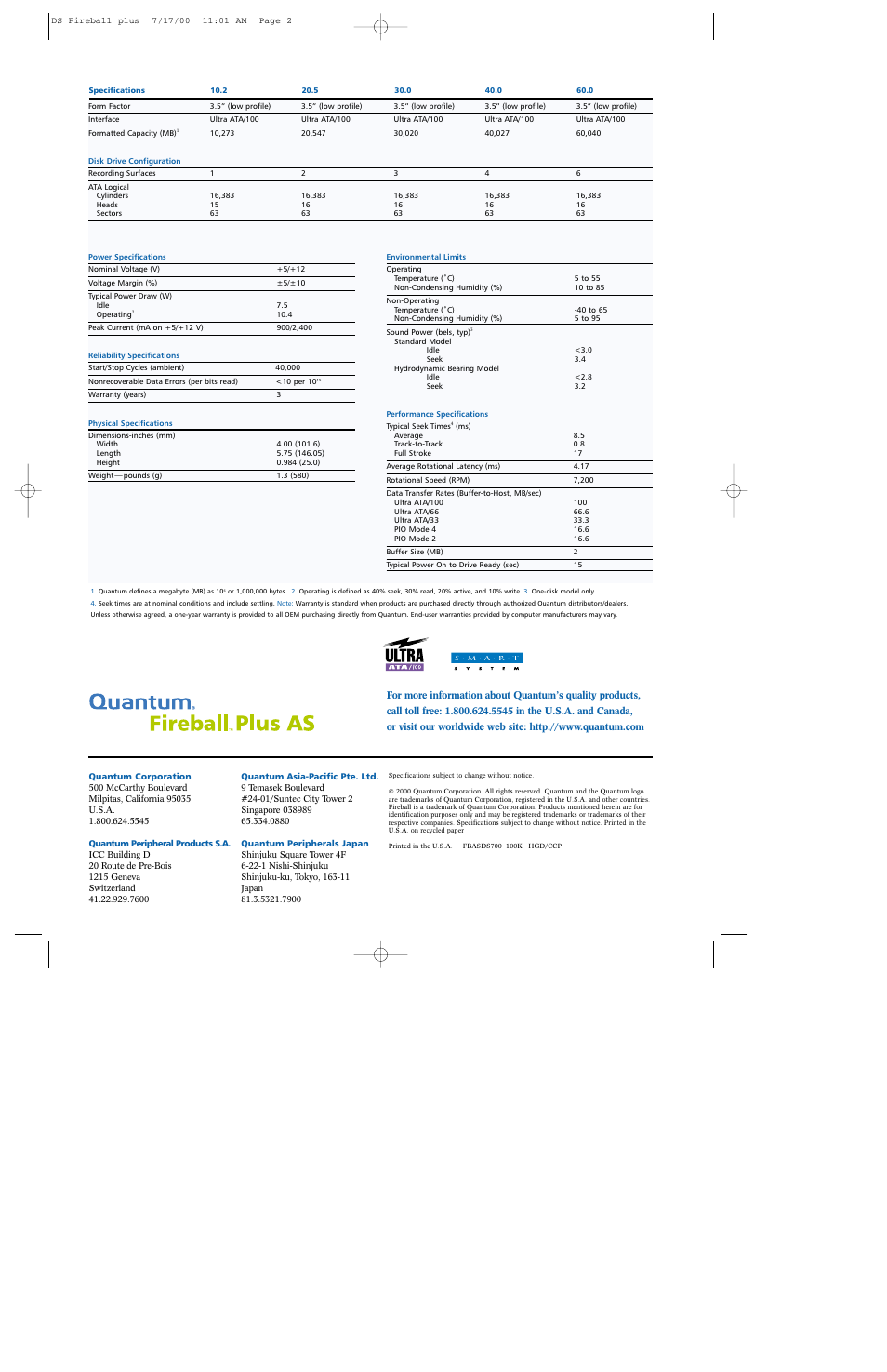 Quantum Fireball Plus AS User Manual | Page 2 / 2