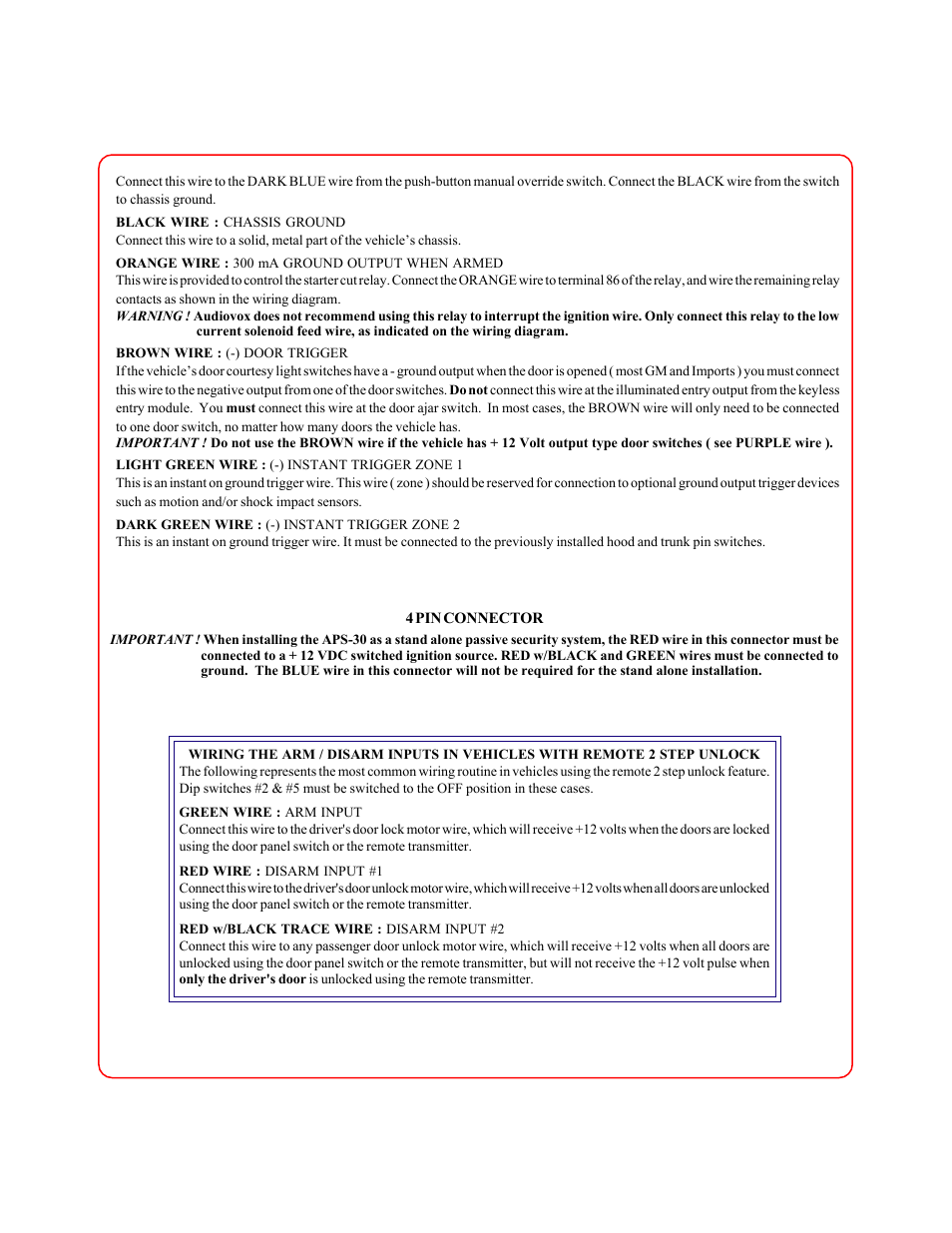 Q-Logic Keyless Entry Alarm Upgrade Module APS-30 User Manual | Page 5 / 6