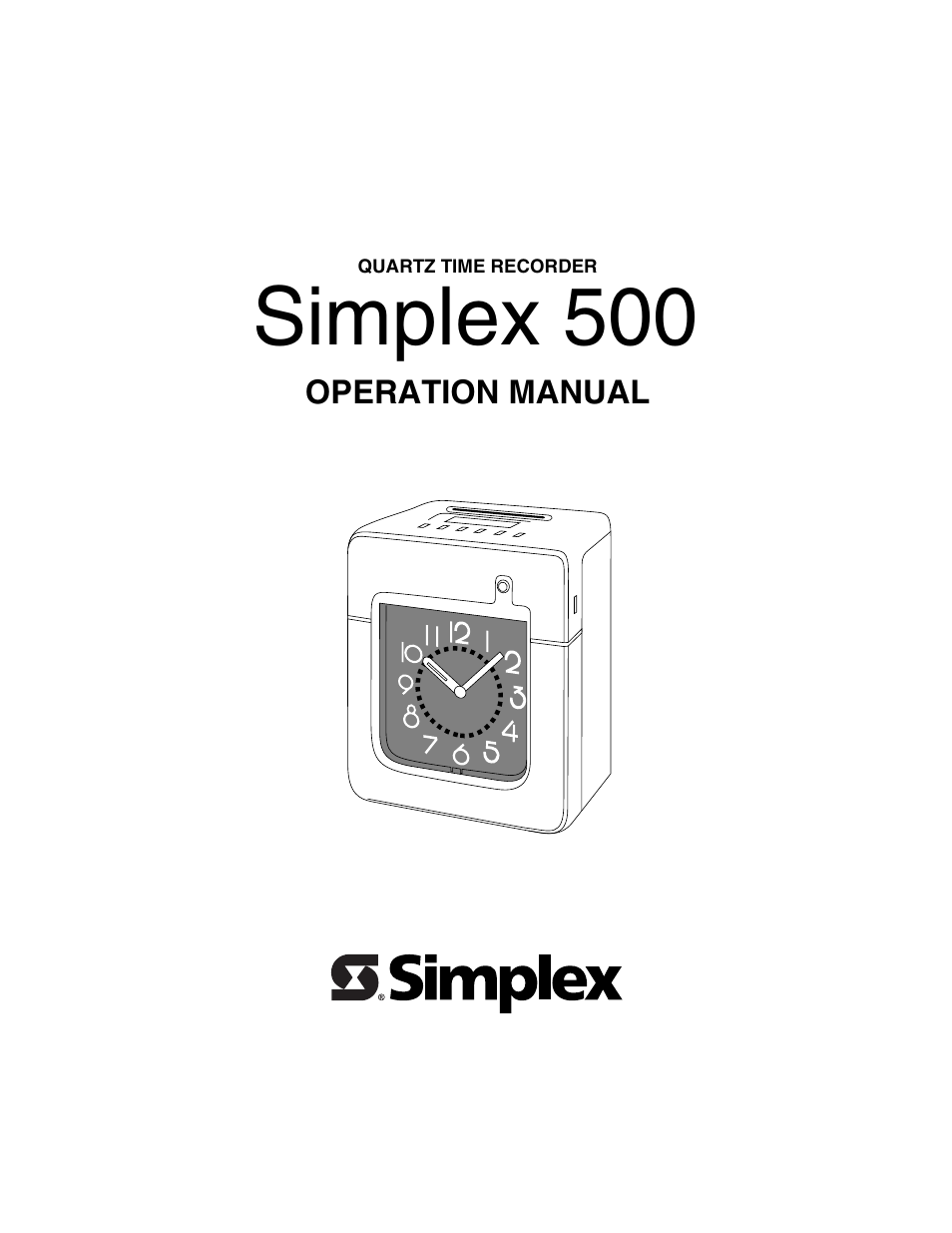 Quartz SIMPLEX 500 User Manual | 34 pages