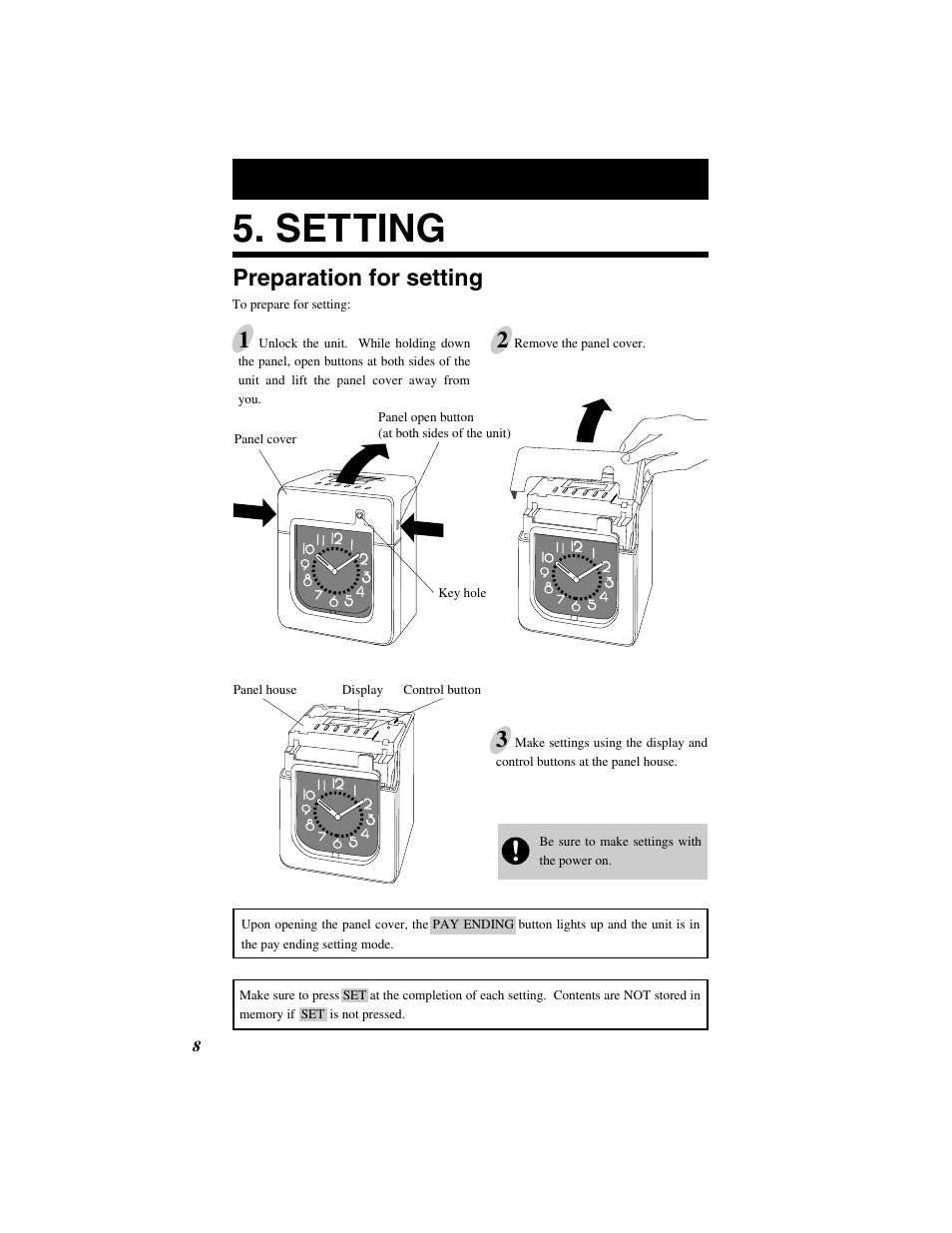 Setting, Preparation for setting 1 | Quartz SIMPLEX 500 User Manual | Page 10 / 34
