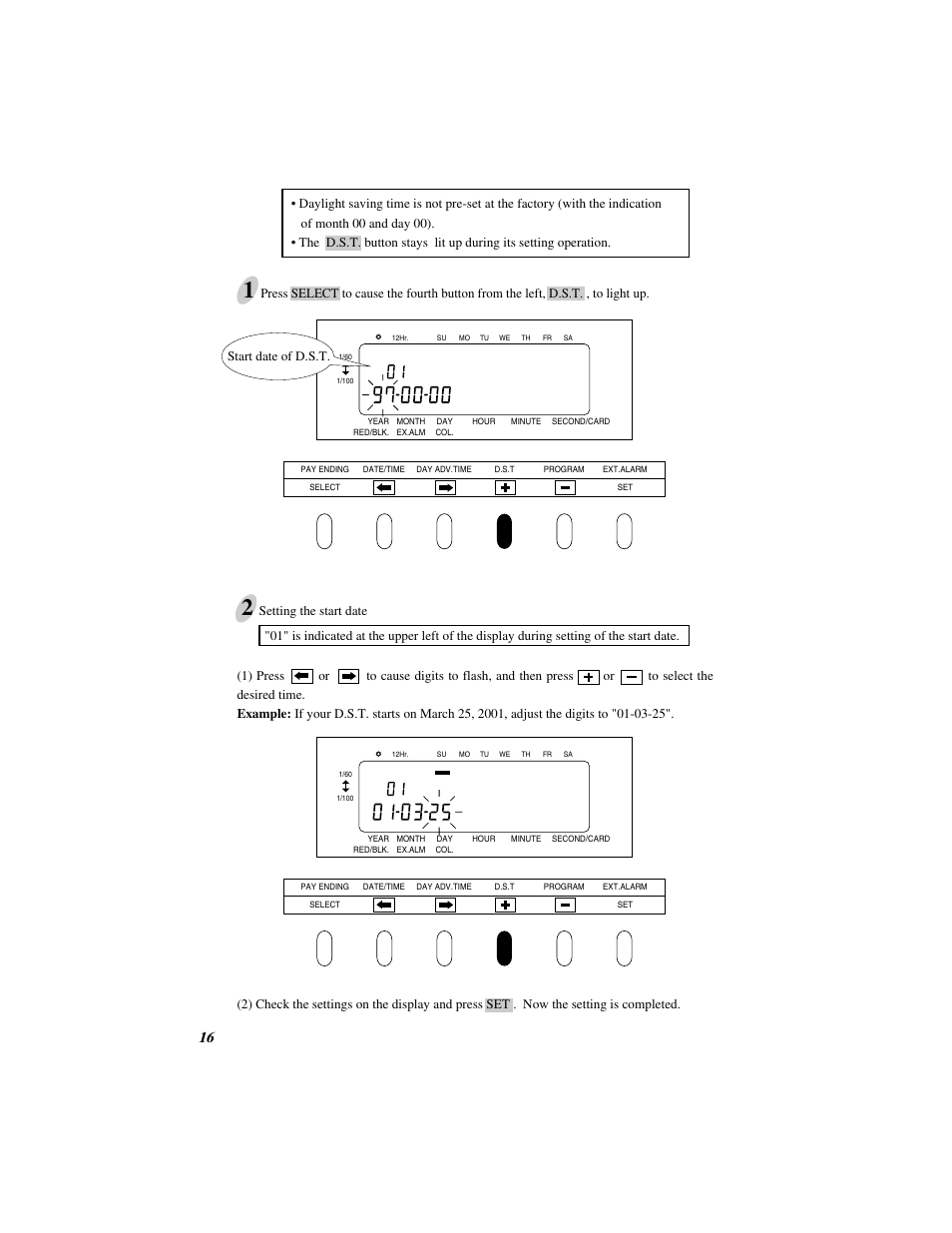 Start date of d.s.t | Quartz SIMPLEX 500 User Manual | Page 18 / 34